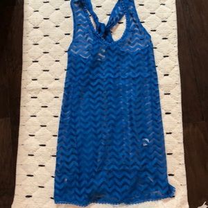 NWT Mud Pie Blue large Chevron Mesh Cover up
